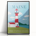 Retro Maine Lighthouse Poster – Vintage Prints & Nautical Wall Art