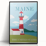 Retro Maine Lighthouse Poster – Vintage Prints & Nautical Wall Art