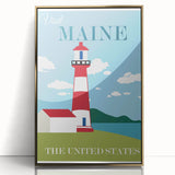 Retro Maine Lighthouse Poster – Vintage Prints & Nautical Wall Art