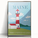 Retro Maine Lighthouse Poster – Vintage Prints & Nautical Wall Art