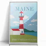 Retro Maine Lighthouse Poster – Vintage Prints & Nautical Wall Art