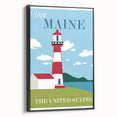 Retro Maine Lighthouse Poster – Vintage Prints & Nautical Wall Art