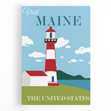 Retro Maine Lighthouse Poster – Vintage Prints & Nautical Wall Art