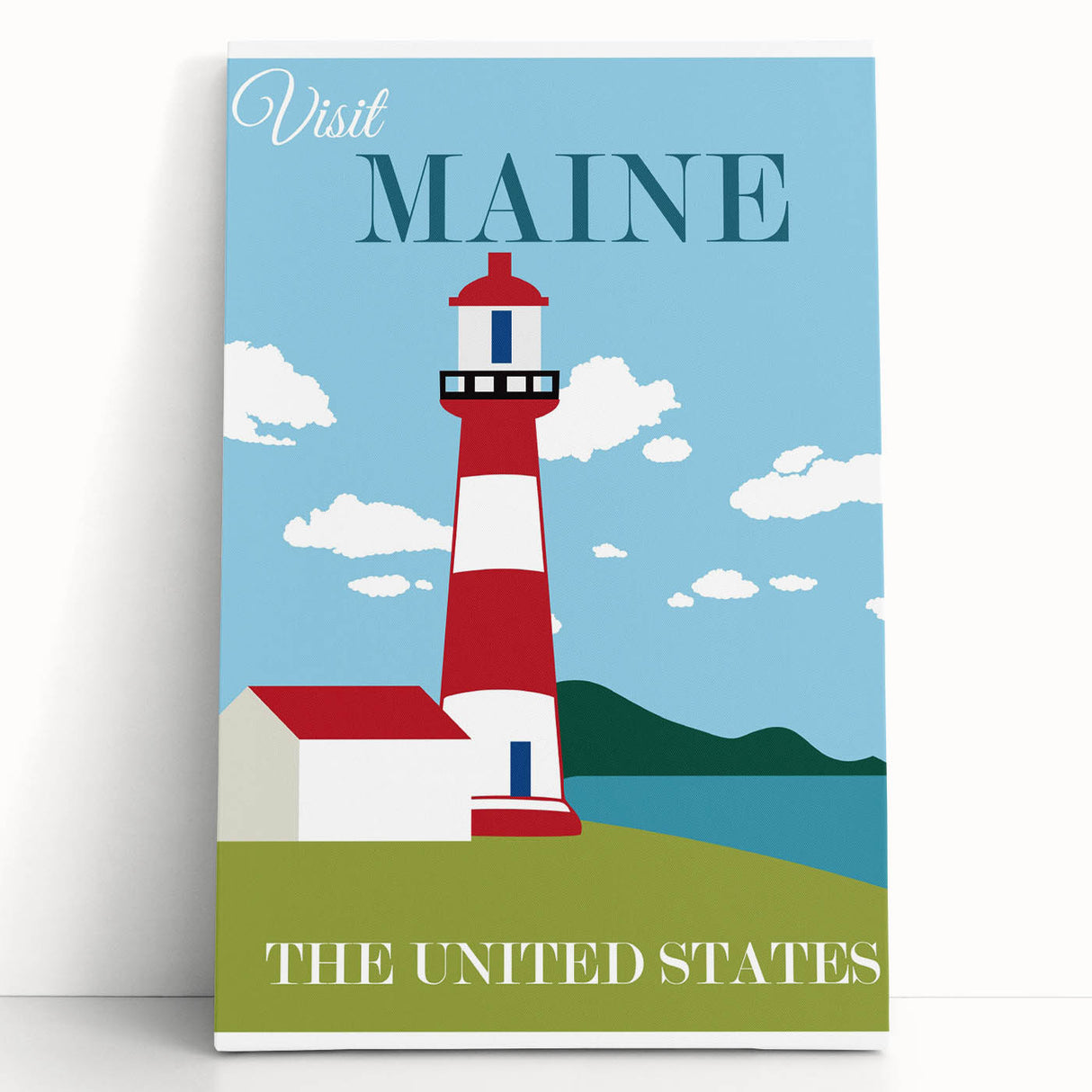 Retro Maine Lighthouse Poster – Vintage Prints & Nautical Wall Art