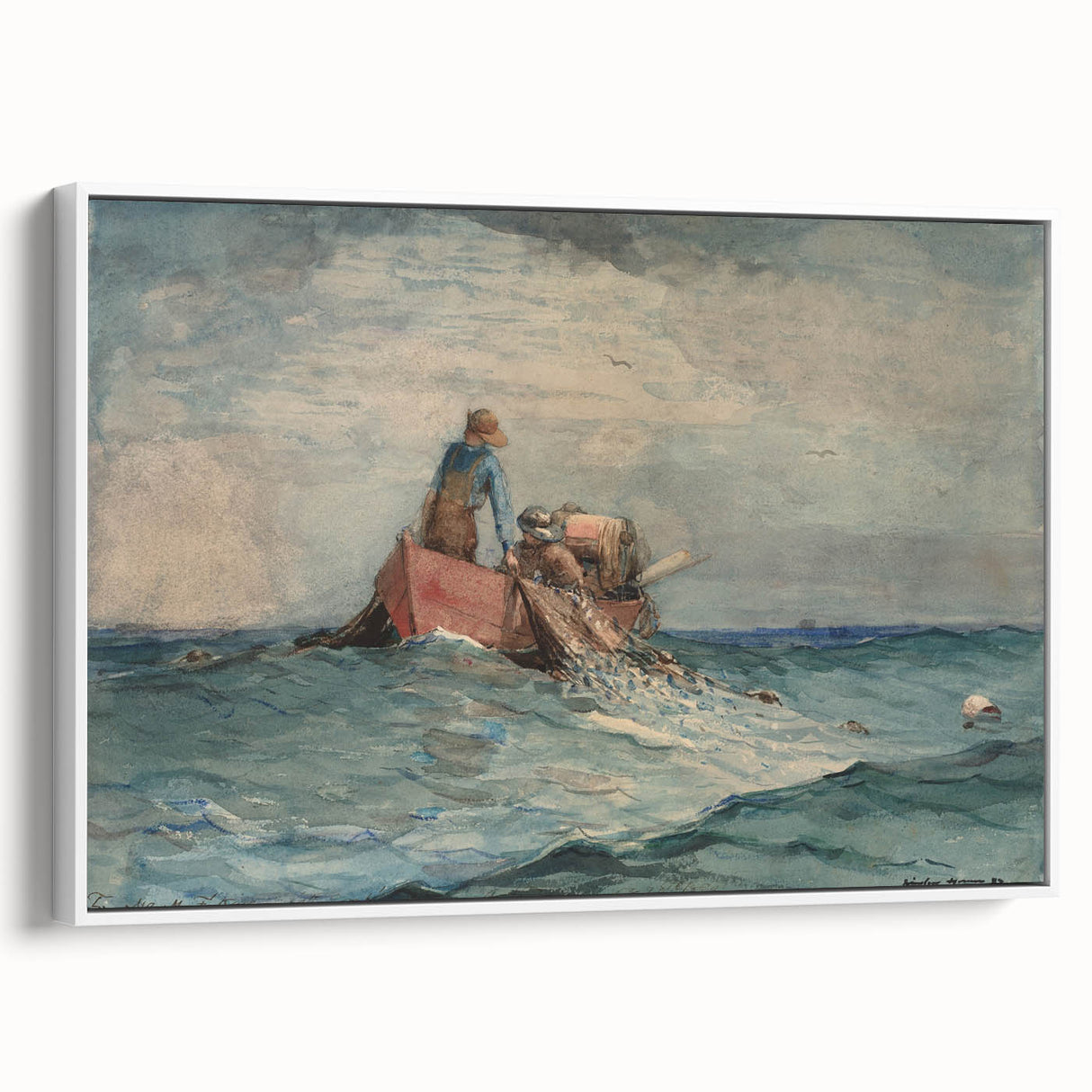 Realism Art Prints - Hauling in the Nets by Winslow Homer