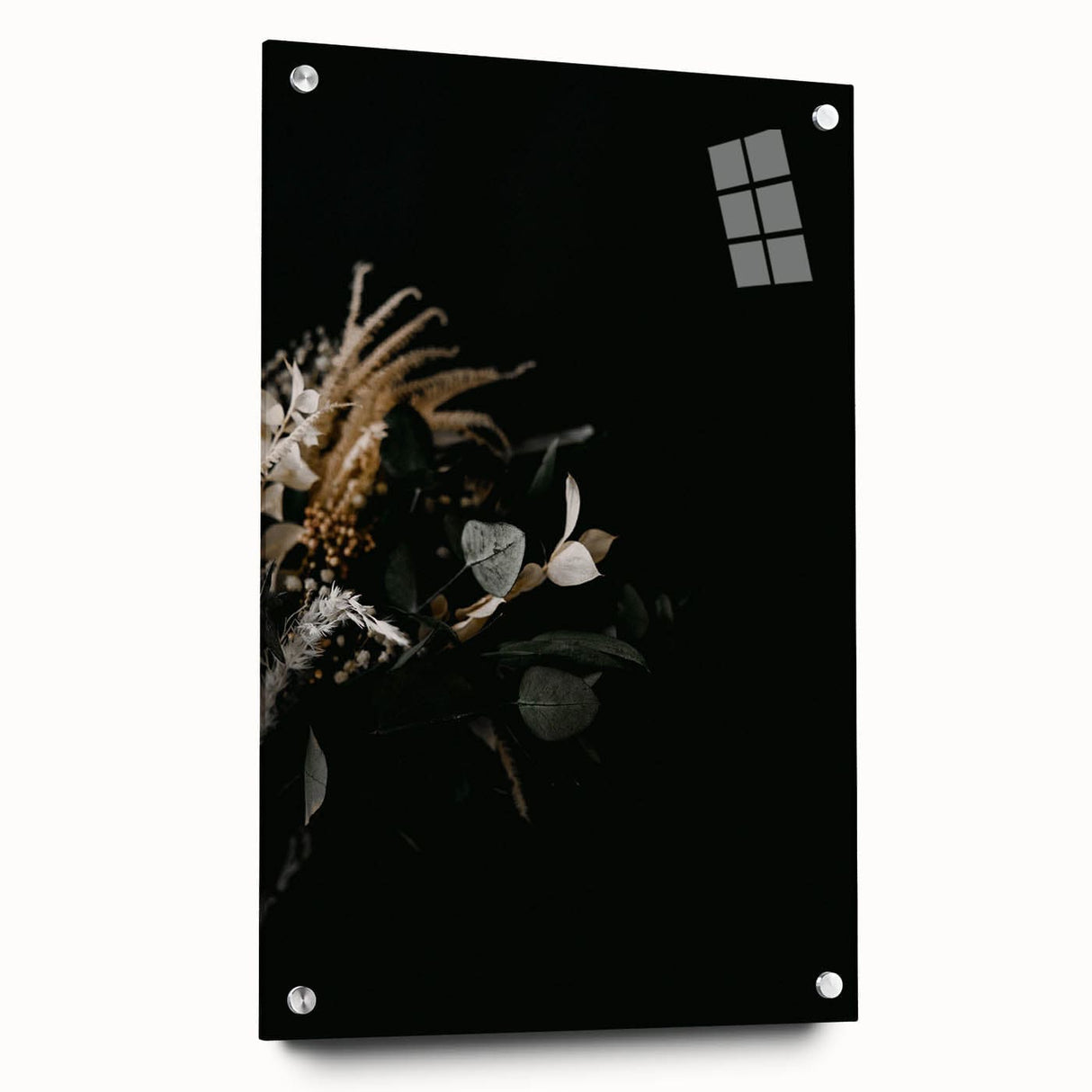 Large abstract wall art depicting autumnal colors on acrylic glass, ideal for bedroom or dining room decor.