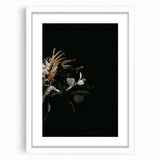 Abstract art print featuring autumnal shades on a white framed canvas, ideal for bedroom or dining room decor.