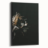 Black and white framed canvas featuring a vintage landscape painting, ideal for bedroom wall decor.