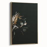 Framed canvas depicting a vintage landscape painting with autumnal trees in gold and black, ideal for bedroom wall decor.