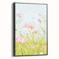 Black and white landscape art painting on framed canvas, depicting a vintage poster style spring scene.