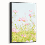 Black and white landscape art painting on framed canvas, depicting a vintage poster style spring scene.
