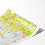 Extra large wall art featuring line art flowers in soft pastel shades on rolled print, suitable for large living room decor.