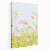 Spring-themed abstract wall art on stretched canvas featuring green and yellow tones, ideal for kitchen wall art.