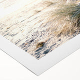 Art deco poster featuring a stylized summer scene in vibrant orange and teal, printed on rolled canvas.