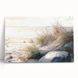 Large black and white canvas print of a summer landscape, ideal for kitchen wall art or bedroom decor.
