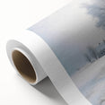 Winter scene on rolled canvas featuring snow-covered trees in art deco style, ideal for nursery wall art.