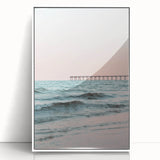 Art deco poster featuring a geometric pattern in soft pastel hues, white acrylic frame, ideal for nursery wall art.