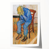 Extra large rolled canvas print of Van Gogh-inspired floral art in vibrant blues and yellows, ideal for art wall dining room.