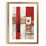 Abstract strokes wall art framed in gold, showcasing vibrant colors and dynamic patterns, perfect for modern home decor. Elegant matting enhances visual appeal.