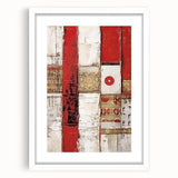 Abstract strokes wall art in a white frame with a mat, showcasing vibrant colors and dynamic patterns, perfect for modern home decor. Ideal for adding a contemporary touch to living spaces.