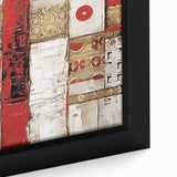 Close-up of a framed abstract strokes wall art piece, showcasing vibrant colors of blue, orange, and yellow with a textured finish, perfect for modern decor.