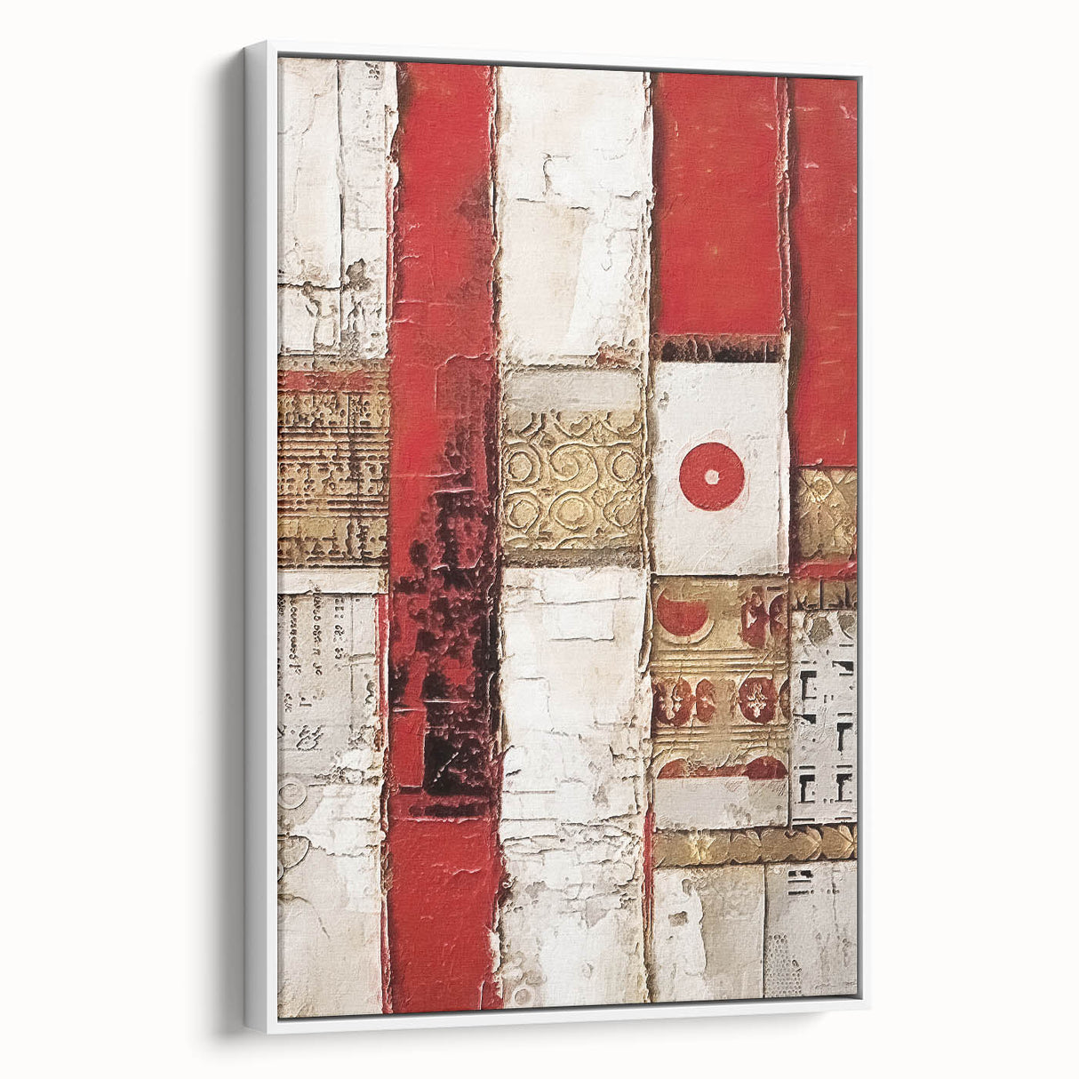 Framed canvas wall art featuring abstract strokes in soft white and muted tones, showcasing a modern design perfect for contemporary home decor.