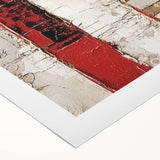 Abstract wall art print on rolled canvas featuring vibrant strokes of blue, orange, and yellow, perfect for modern home decor or art enthusiasts.