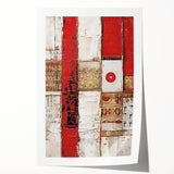 Abstract wall art print featuring vibrant strokes in shades of blue, pink, and gold, rolled and ready for display, perfect for modern interior decor.