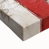 Close-up of abstract strokes wall art on stretched canvas, showcasing vibrant colors including blue, pink, and gold, ideal for modern home decor.