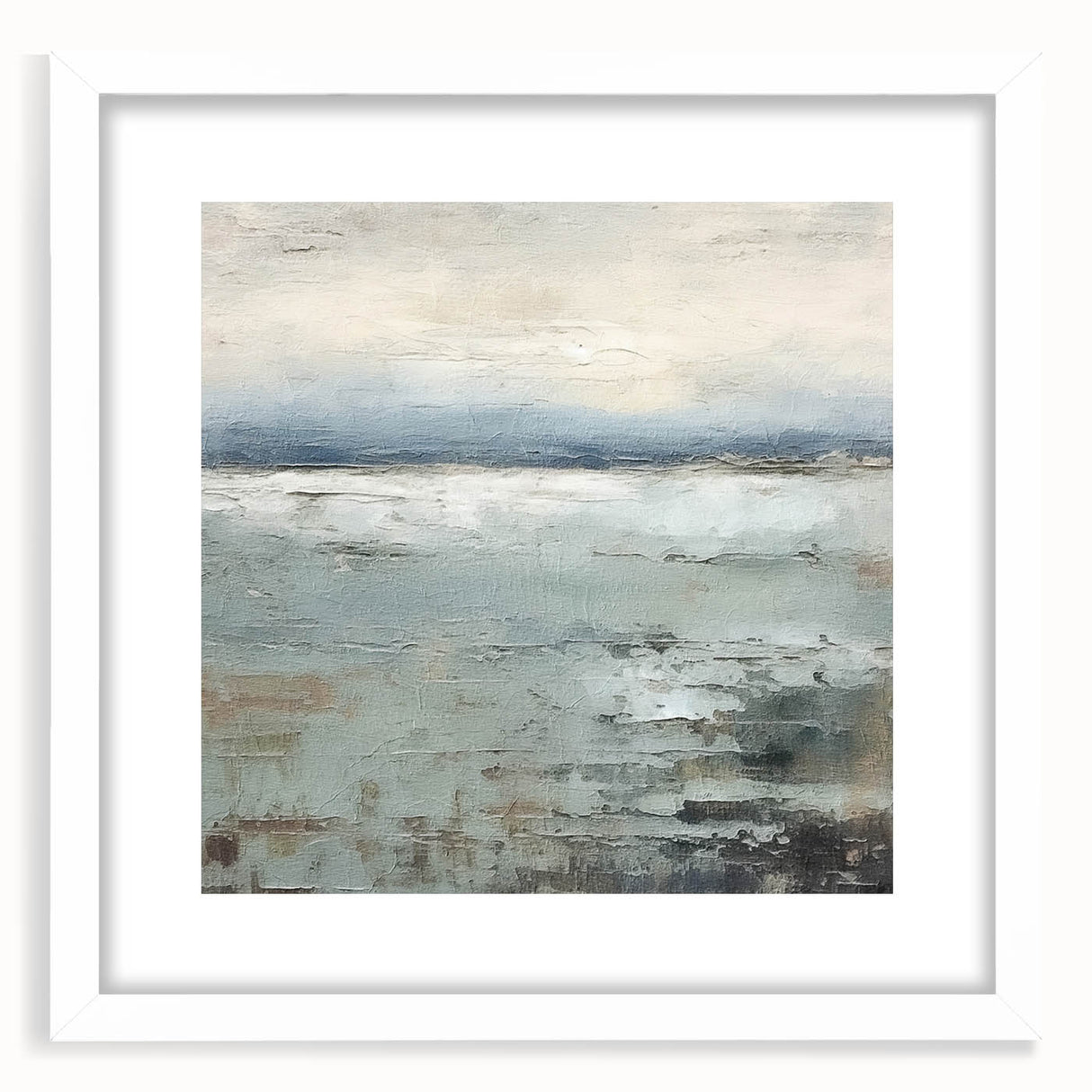 Abstract strokes wall art framed in white with a mat, showcasing a modern design that adds elegance to any space. Perfect for contemporary home decor.