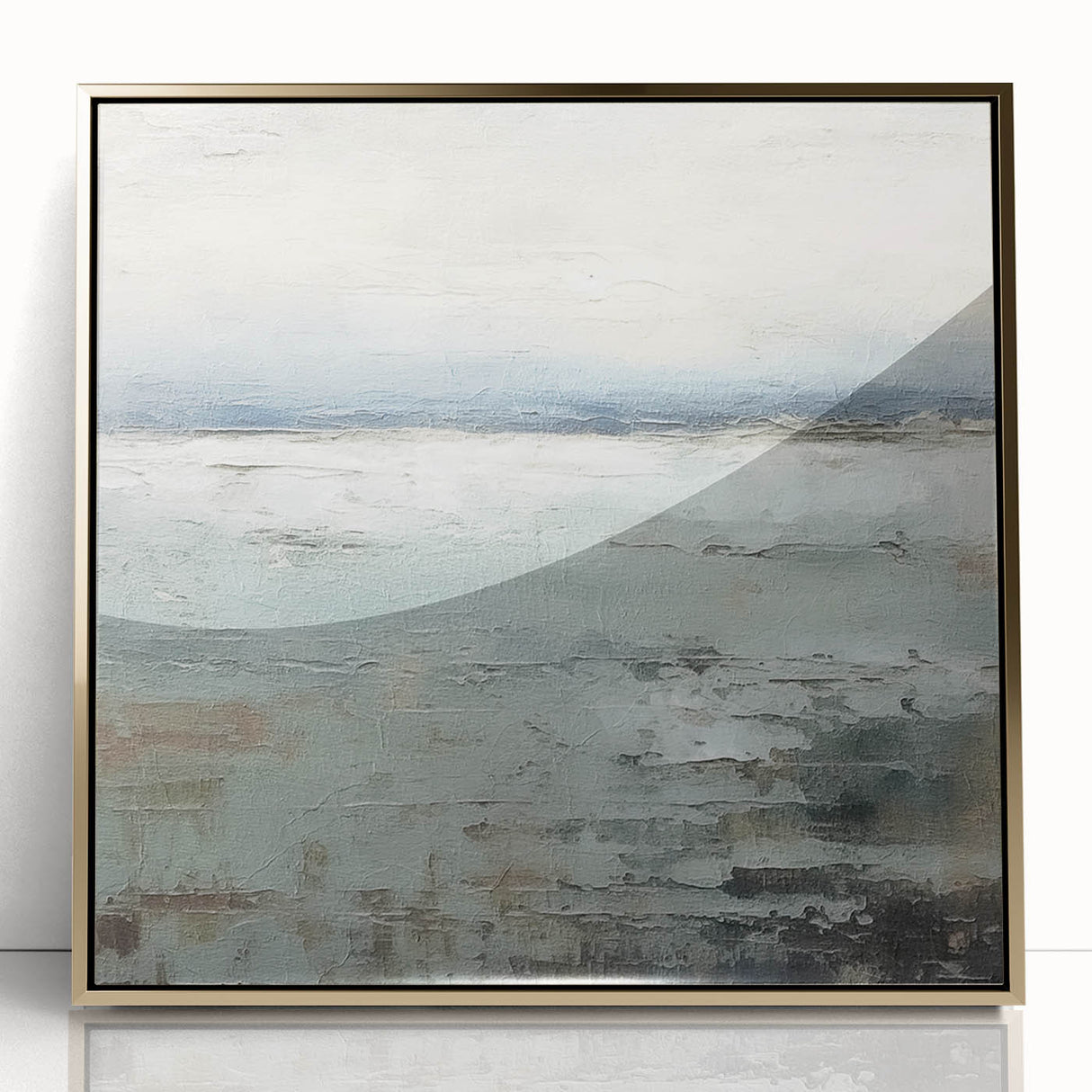 Framed abstract wall art featuring gold acrylic strokes on a neutral background, adding a touch of elegance and modernity to any living space or office decor.