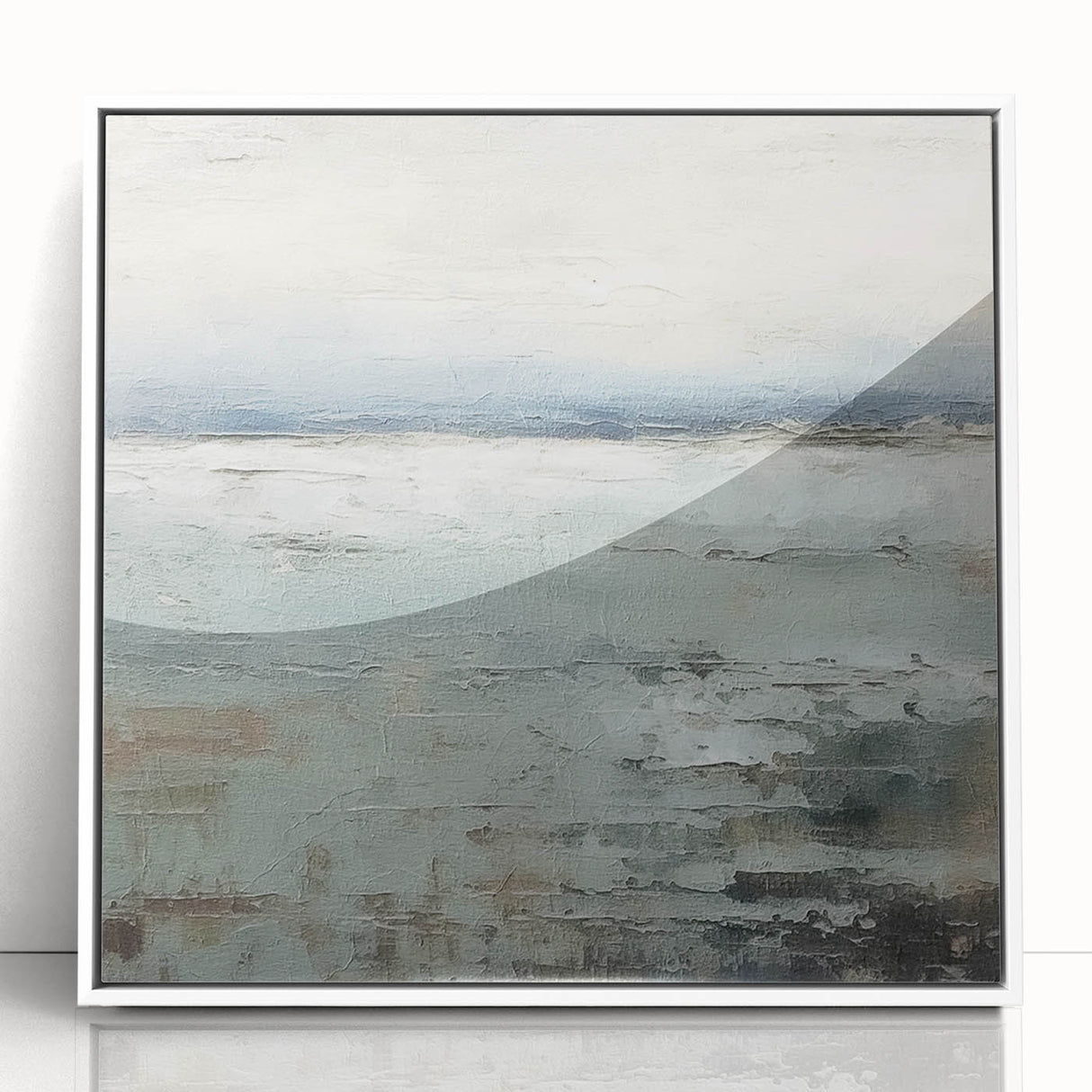 Framed abstract wall art depicting dynamic strokes in white and gray tones, perfect for modern home decor. Ideal for enhancing contemporary spaces.