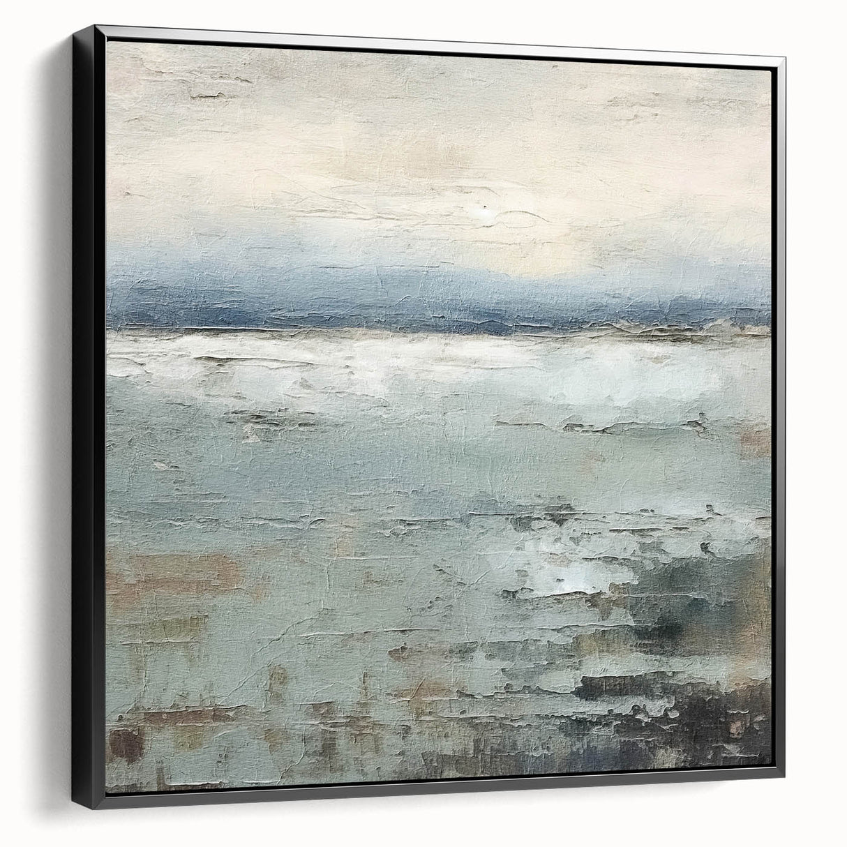 Framed canvas wall art showcasing abstract strokes in black, with a sleek side view emphasizing its modern design and elegant finish, perfect for contemporary décor.