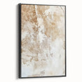 Framed abstract wall art featuring bold black strokes on a textured canvas, presented from a side view to highlight its contemporary design and elegant finish.