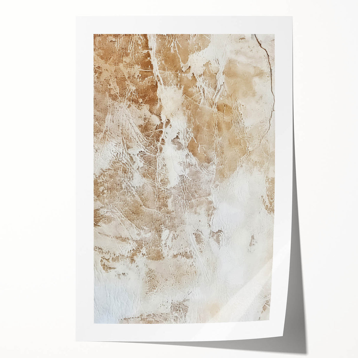 Abstract wall art print showcasing vibrant blue, orange, and yellow strokes on a textured background, rolled and ready for framing, ideal for modern decor.