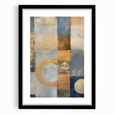 Abstract wall art featuring bold, colorful strokes in a sleek black frame with a mat, ideal for modern home decor, enhancing artistic ambiance.