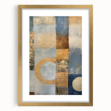 Abstract strokes wall art in a sleek gold frame with a white mat, showcasing vibrant colors and dynamic patterns, ideal for modern home decor.