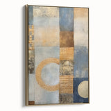 Framed wall art featuring abstract gold strokes on a textured canvas, elegantly displayed from a side view, perfect for modern home decor.