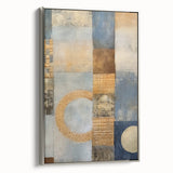 Framed canvas wall art showcasing an abstract design with silver strokes, highlighting modern artistry. This piece adds a sleek, contemporary touch to any room decor.