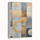 Framed wall art featuring abstract strokes in soft pastel colors, showcasing a modern design. The canvas is mounted in a sleek white frame, adding elegance to any decor. Ideal for contemporary spaces, this artwork enhances interior aesthetics while providing a calming visual experience.