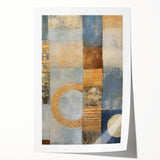 Abstract wall art print featuring vibrant strokes in shades of blue, pink, and yellow, showcasing a modern design perfect for contemporary home decor.