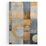 Abstract canvas wall art showcasing vibrant strokes of blue, orange, and yellow hues, perfect for modern home decor. Ideal for enhancing living spaces with artistic flair.