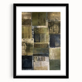 Abstract wall art featuring dynamic strokes in a black frame with mat, showcasing vibrant colors and modern design, perfect for contemporary decor.