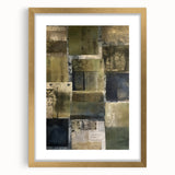 Abstract wall art featuring vibrant gold strokes on a textured background, elegantly framed with a mat, perfect for modern home decor and artistic aesthetics.