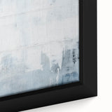 Close-up of framed abstract strokes wall art showcasing vibrant colors of blue, orange, and gold against a textured canvas, ideal for modern home decor.