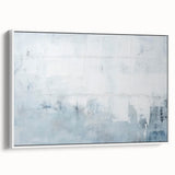 Framed abstract wall art featuring dynamic strokes in shades of blue and gold, set against a white background, showcasing a modern aesthetic perfect for contemporary decor.