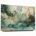 Abstract wall art featuring colorful strokes on acrylic glass, showcased in a side view with silver pins, ideal for modern decor and art enthusiasts.