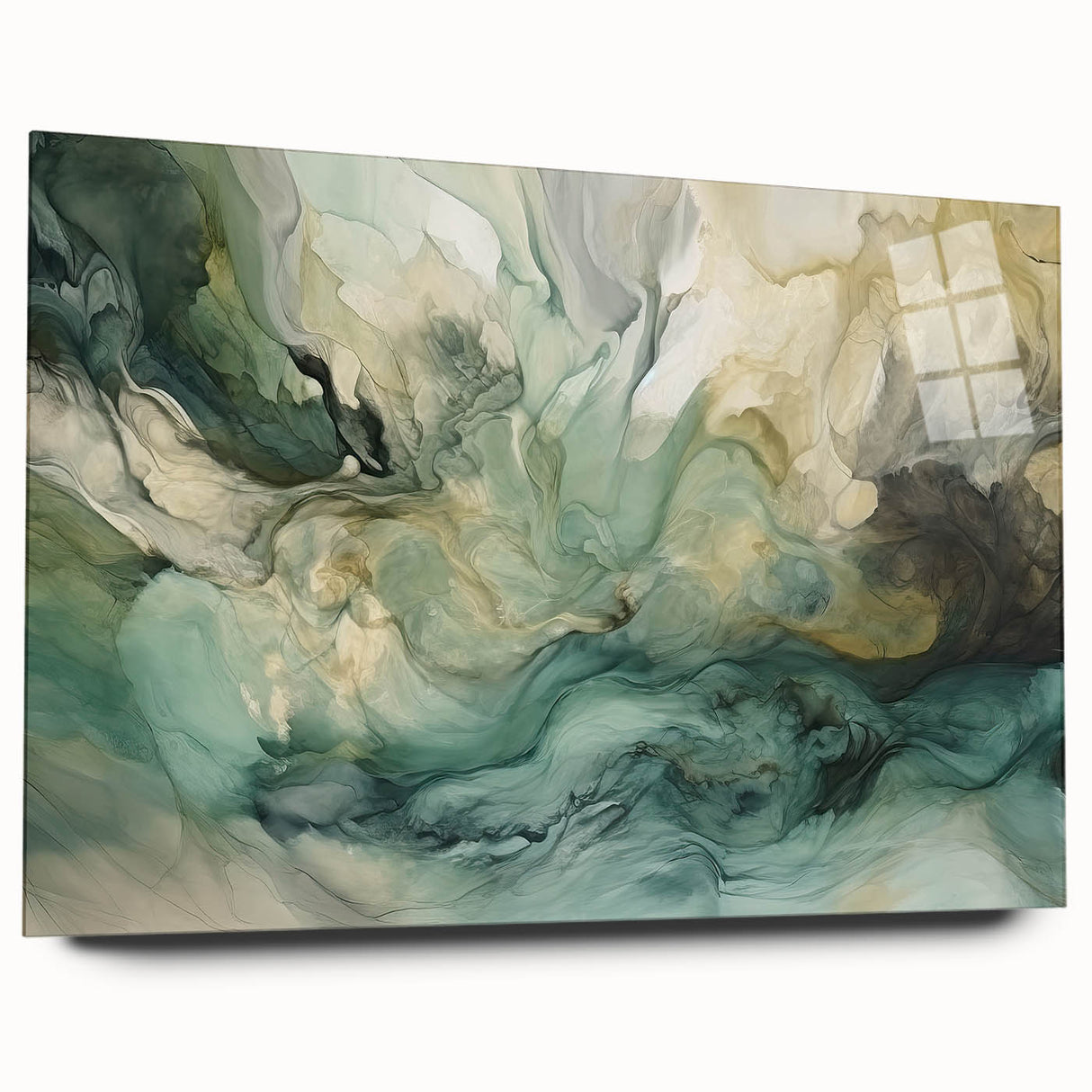 Abstract wall art featuring colorful strokes on acrylic glass, showcasing a modern design with vibrant hues and smooth edges, suitable for contemporary decor.