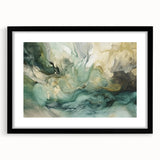 Abstract wall art featuring vibrant strokes in bold colors, framed with a sleek black mat, ideal for modern home decor. Perfect for adding a pop of color to any room.