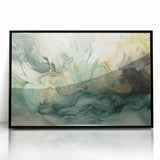 Framed acrylic wall art featuring abstract strokes in black and gray hues, showcasing a modern design ideal for contemporary decor. Perfect for enhancing living space aesthetics.